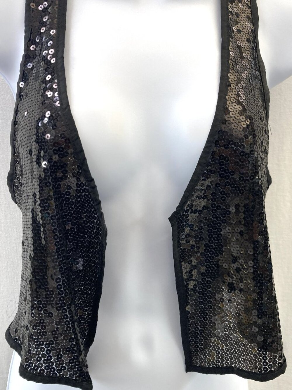 Charlotte Russe Sheer Black Sequin Vest - Size M